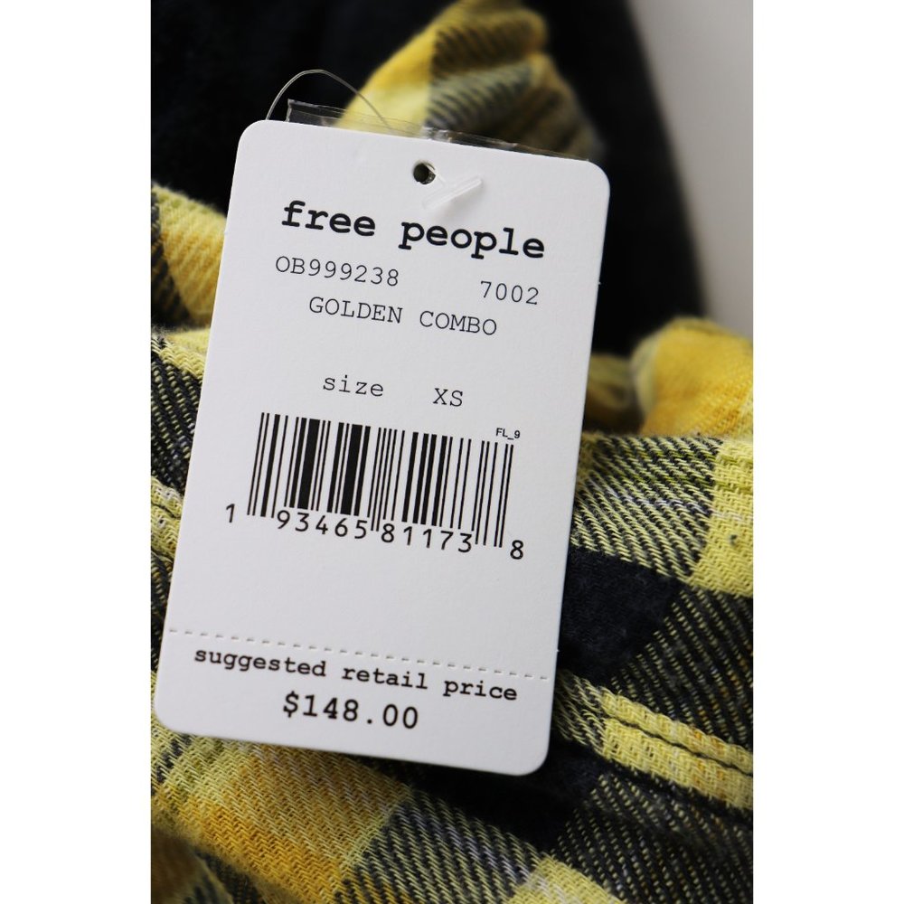 NWT Free People Calico Basin Plaid Jacket Yellow - Picture 5 of 8